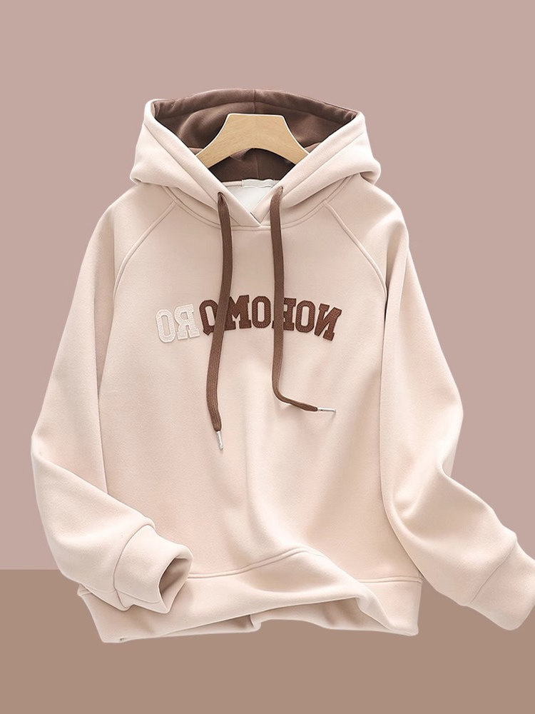 纯棉连帽卫衣女春秋薄款2025新款宽松慵懒时尚洋气小个子外套上衣