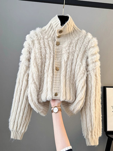 高领毛衣外套女秋冬季外穿2025新款宽松慵懒风小个子针织开衫上衣