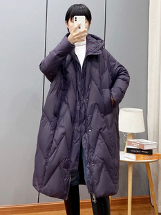 中长款羽绒服女秋冬季加厚2025年新款时尚韩版大码白鸭绒连帽外套