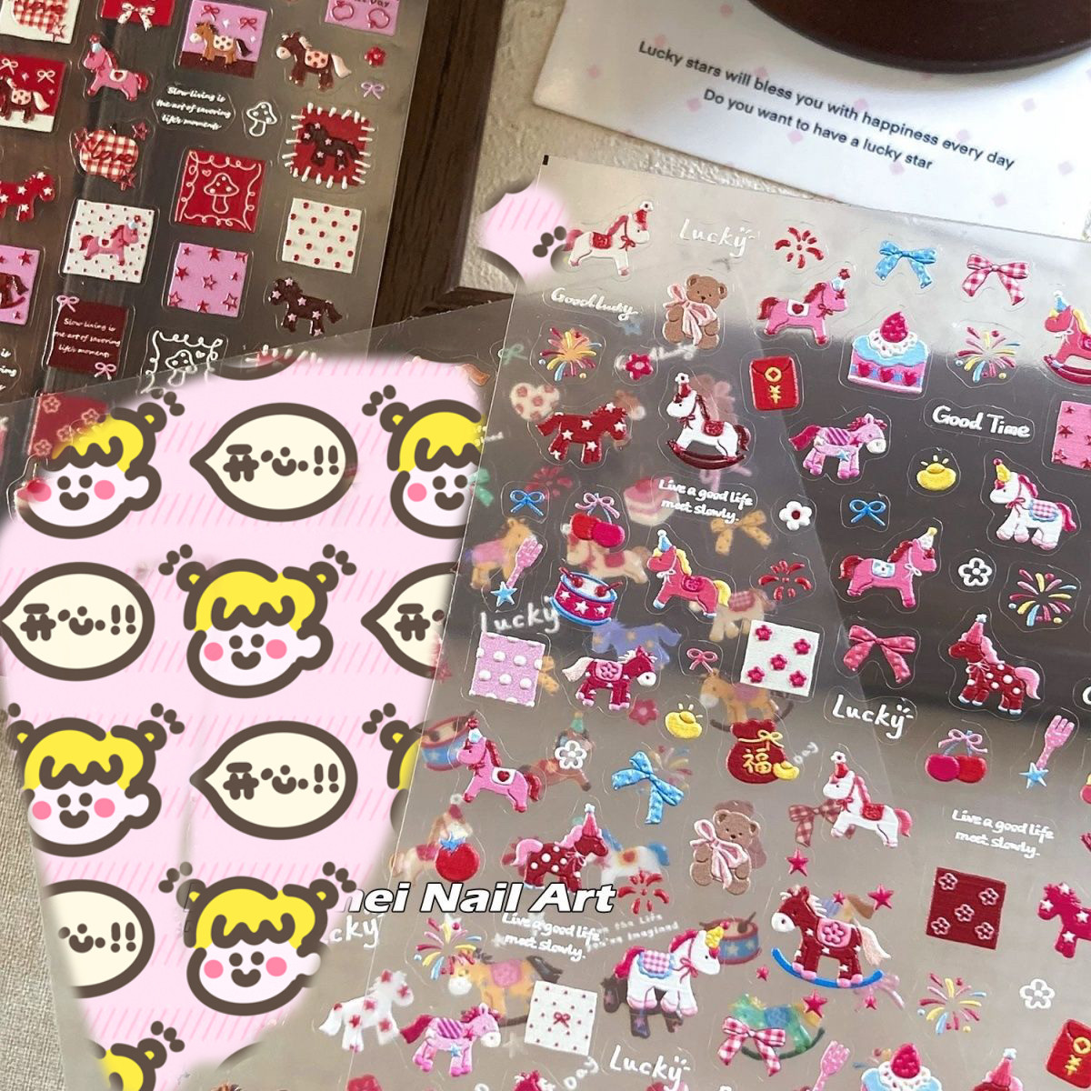 新款马年新年烟花小马浮雕美甲贴纸可爱彩色幸运小马复古diy装饰,彩妆/香水/美妆工具,指甲装饰,淘宝优惠券,粉丝福利购,淘宝优惠卷