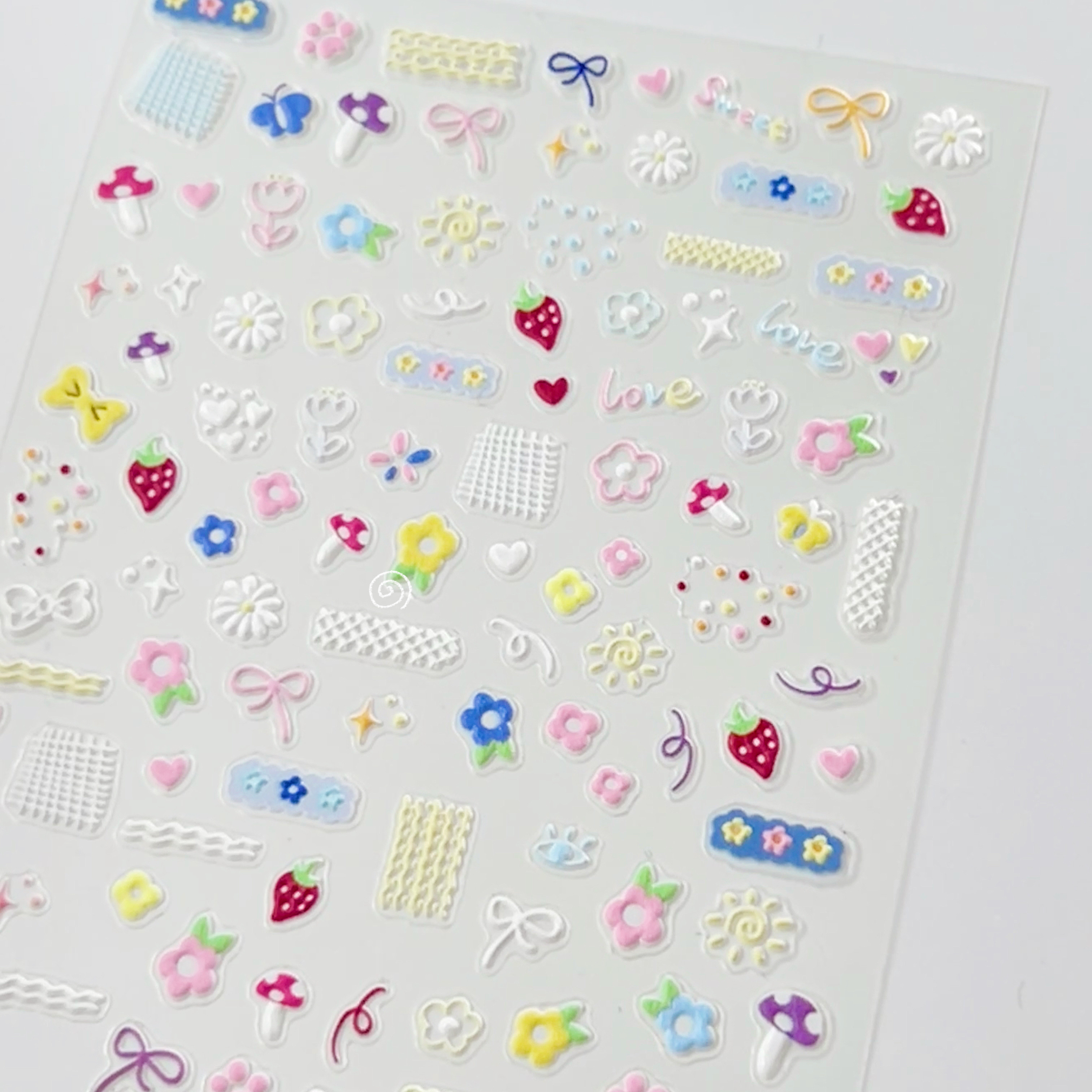 可爱花朵浮雕美甲贴纸立体蝴蝶结兔兔小花童趣儿童指甲贴ccd装饰,彩妆/香水/美妆工具,指甲装饰,淘宝优惠券,粉丝福利购,淘宝优惠卷