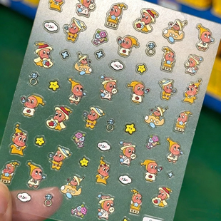 爆款星星人潮玩美甲贴纸浮雕可爱5d立体水杯笔杆相机手机壳装饰贴