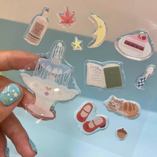 小红书同款可爱浮雕立体贴纸ins许愿喷泉池小猫手机壳高颜值手账