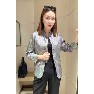 台湾轻奢外套花纹上身瞬间点亮造型 6909 出街聚会能让你出彩