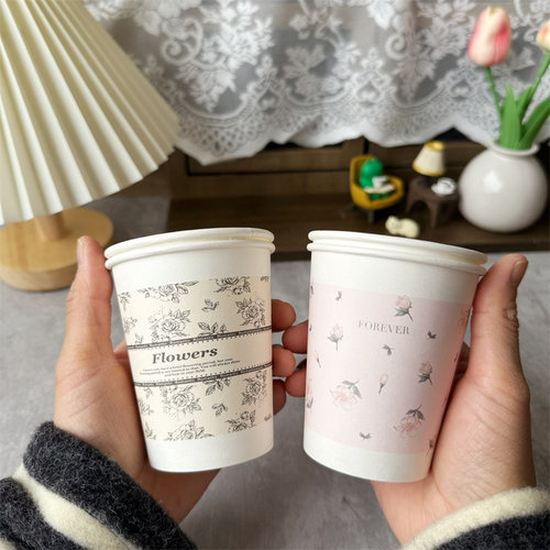 繁花ins高颜值加厚一次性纸杯