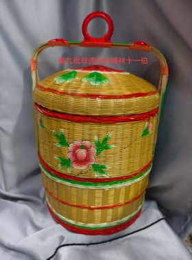 潮汕传统婚嫁娶纯手工两层大春盛春檉喜庆手绘花篮高60cm*宽35cm