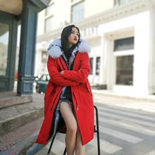 2019新款 派克服女狐狸大毛领女冬皮草外套大衣女可拆卸内胆中长款