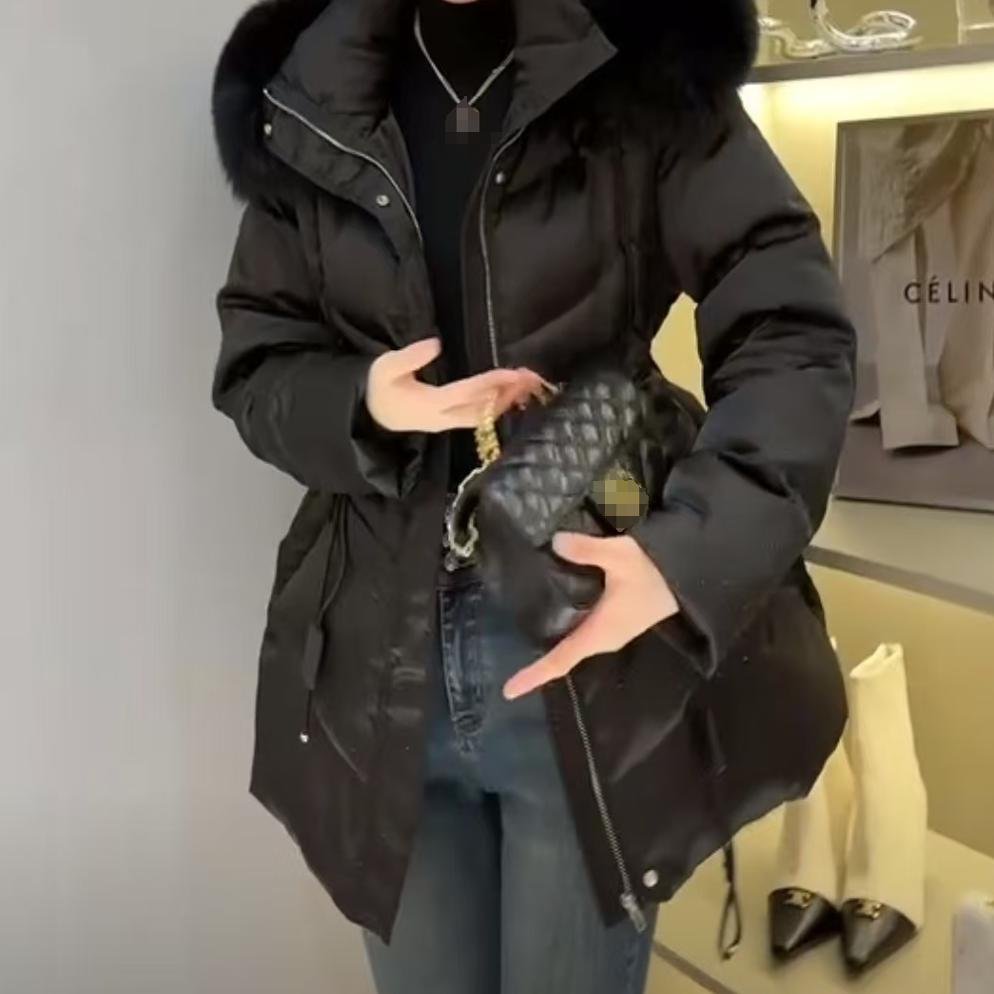 欧洲站2024冬新款狐狸毛领羽绒服