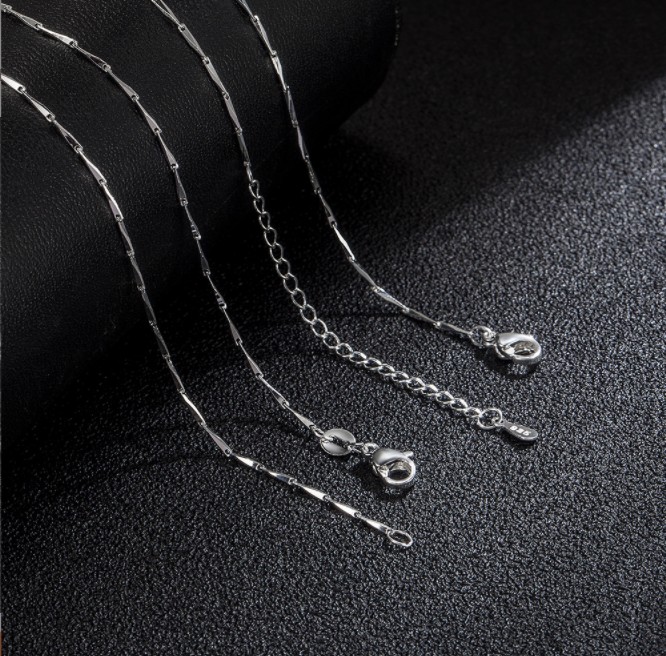 925银色项链 女 短款锁骨瓜子链 韩国新款银饰品 单链 配链 特价