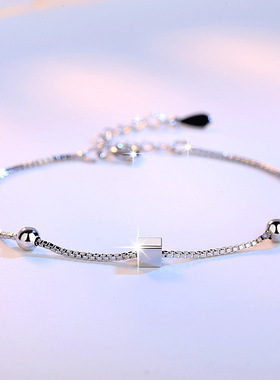 正方形日韩风五角星镀银盒子链