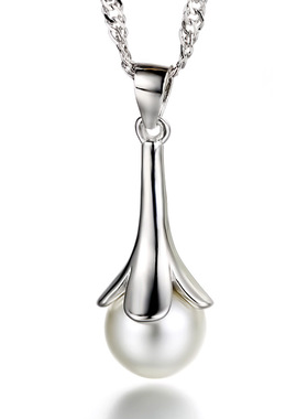 银色项链韩版时尚风珍珠吊坠