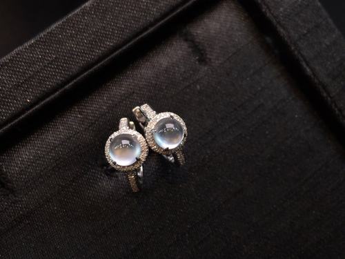 玻璃种翡翠玉正圆蛋面18K白金