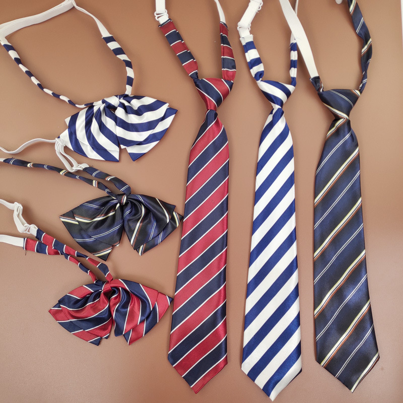 儿童领带学生jk制服红色蓝色领结领花校服条纹蝴蝶结免打小领带