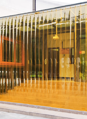 橘黄色透明食品厂专用软门帘防蚊防虫车间工厂PVC塑料厨房隔断帘