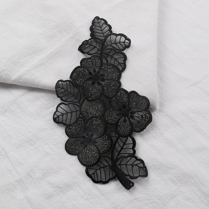 补裙子破洞花丁服装时尚贴花布贴布黑白蕾丝刺绣辅料裙子衣服装饰