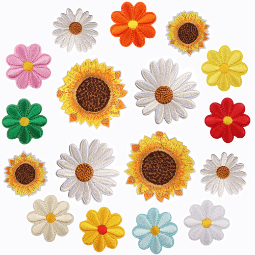 电脑绣花标小雏菊徽章葵花混装刺绣布贴帽子配饰补丁贴