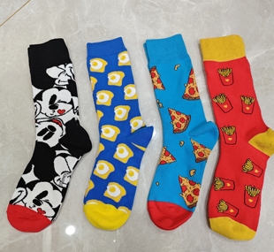 款 卡通潮袜ins风中长筒袜男女情侣潮袜四季 名创优品个性 出口版