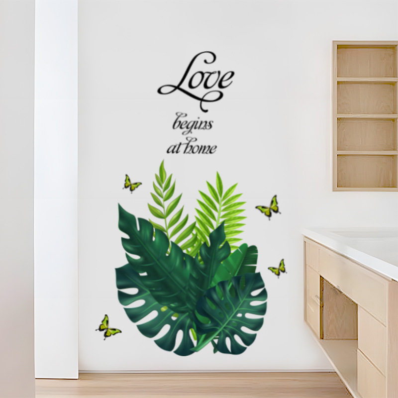 ML9074绿叶可移除背景装饰墙贴卧室客厅电视沙发书房自粘贴画