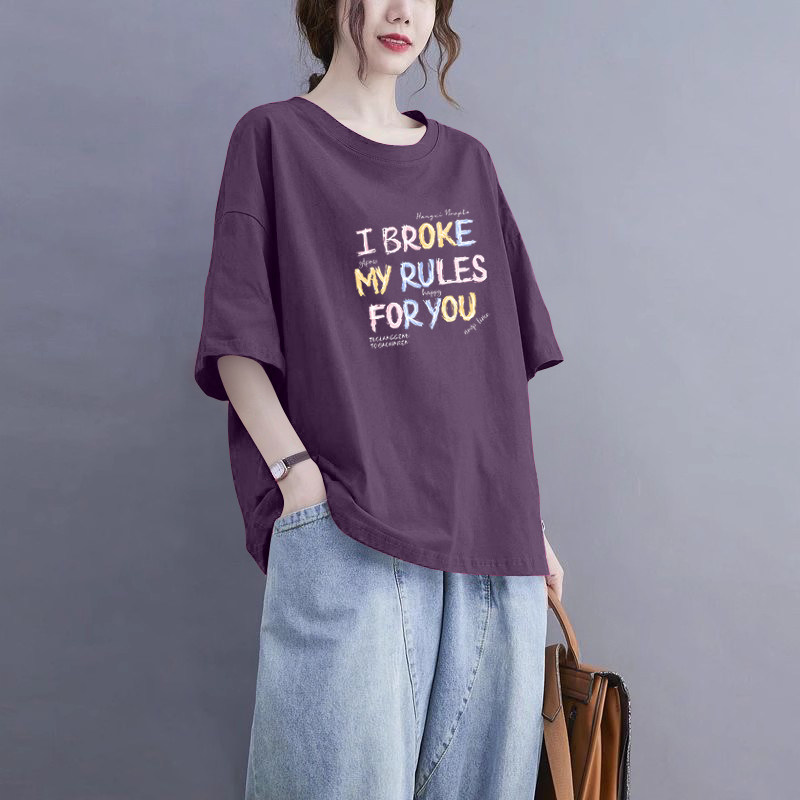 外贸清仓出口100%纯棉圆领打底衫女休闲短袖T恤气质减龄遮肚上衣