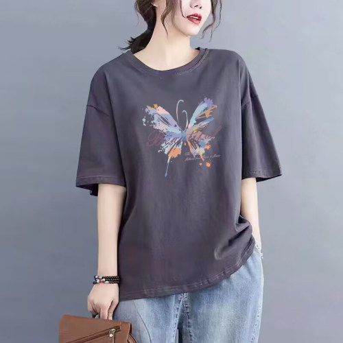 100%纯棉短袖休闲百搭t恤女上衣