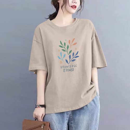 100%纯棉宽松短袖t恤上衣