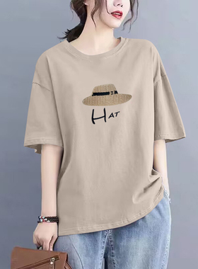 外贸出口品牌清仓100%纯棉休闲短袖t恤女2025新款夏宽松减龄上衣