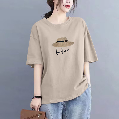 100%纯棉休闲短袖t恤女上衣