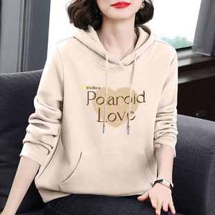 外贸出口纯棉连帽长袖 加绒宽松套头连帽打底上衣潮 卫衣女秋冬新款