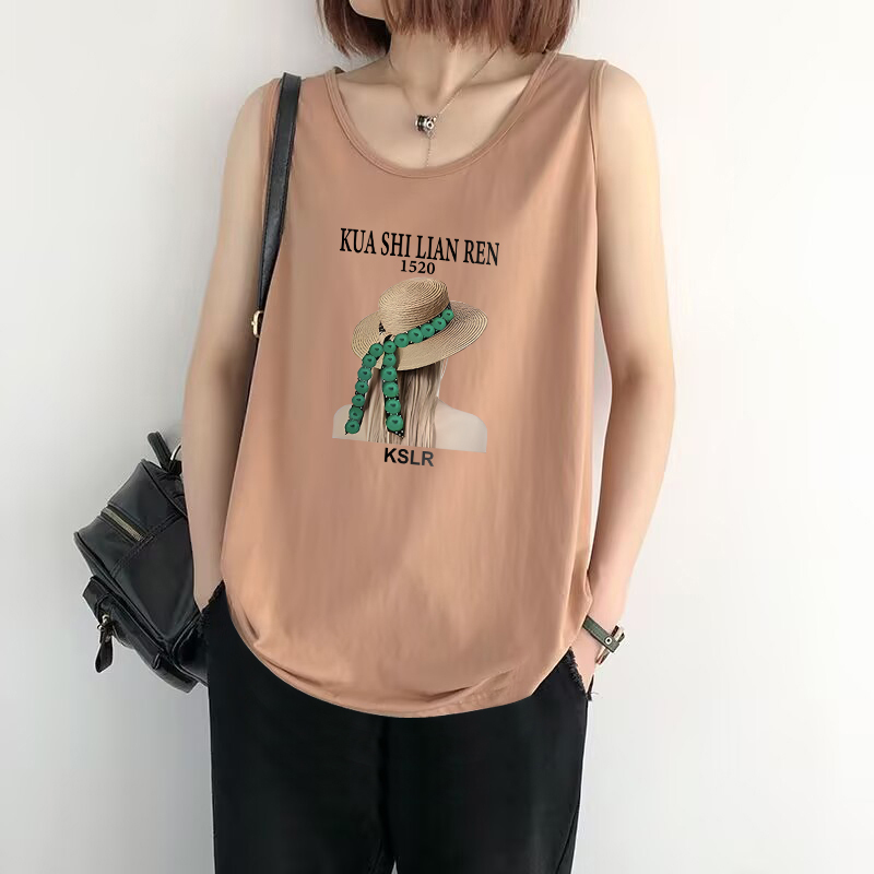 出口清仓外贸品牌100%纯棉气质休闲背心女夏外穿宽松透气无袖上衣