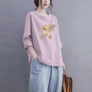 上衣 显瘦打底衫 品牌外贸出口100%纯棉长袖 休闲气质t恤女秋冬时尚