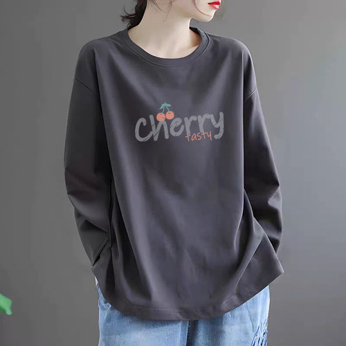 100%纯棉长袖时尚休闲T恤女