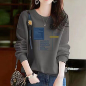 宽松百搭卫衣2023新款 清仓捡漏时尚 女长袖 外贸春纯棉印花显瘦上衣