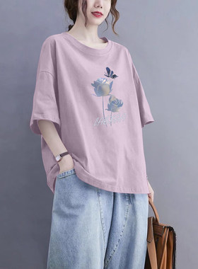 100%纯棉短袖休闲女T恤上衣夏
