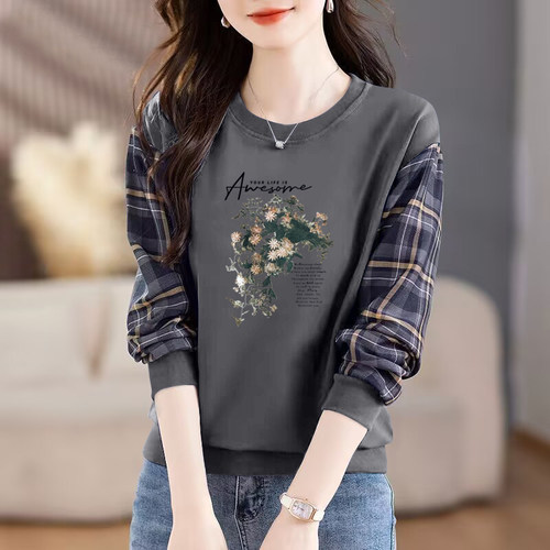 纯棉秋冬宽松气质长袖卫衣女