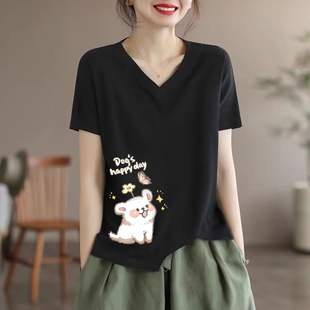 宽松不规则上衣 大码 外贸出口清仓100%纯棉高品质短袖 t恤女夏半袖