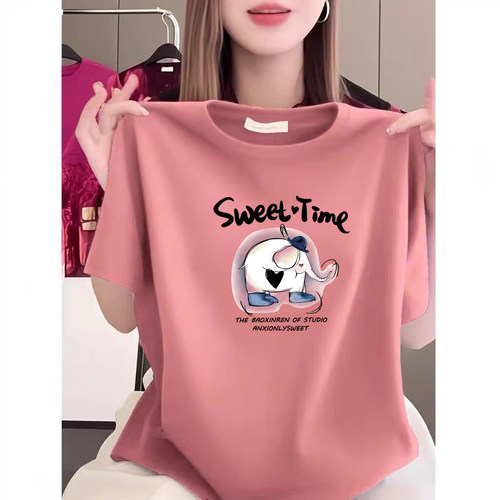 100%纯棉短袖气质T恤女夏