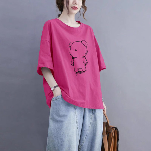 100%纯棉休闲短袖t恤女上衣