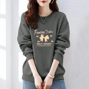 外贸出口高品质纯棉长袖 舒适宽松气质休闲上衣 加绒卫衣女秋冬时尚