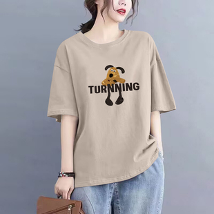 外贸出口清仓100%纯棉短袖 上衣 气质女t恤夏宽松显瘦遮肚全棉时尚