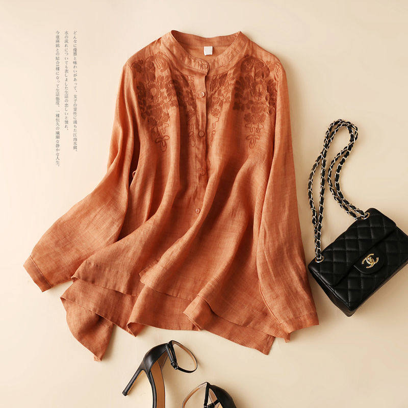 品牌专柜撤柜清仓大码女装棉麻刺绣长袖衬衫秋季文艺宽松亚麻上衣,女装/女士精品,大码连衣裙,淘宝优惠券,粉丝福利购,淘宝优惠卷