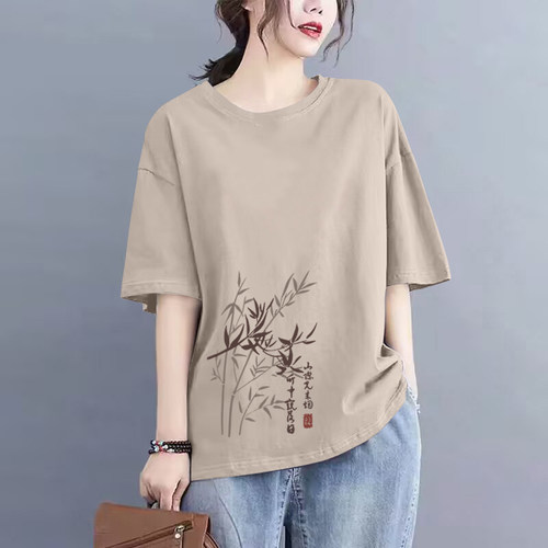 100%纯棉休闲短袖女t恤夏