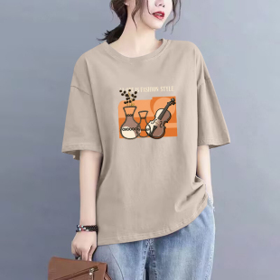 外贸清仓出口100%纯棉短袖 宽松高级感上衣 气质休闲t恤夏显瘦时尚