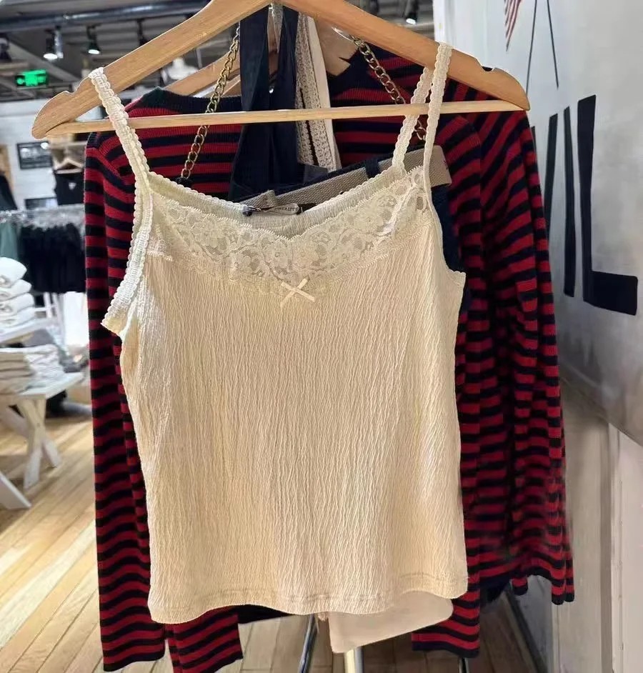 Brandy Girl美式复古蕾丝花边吊带bm纯欲褶皱感无袖内搭背心女ins,女装/女士精品,背心吊带,淘宝优惠券,粉丝福利购,淘宝优惠卷