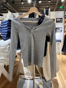 显瘦打底衫 Brandy 女bm纯棉套头修身 复古螺纹针织衫 T恤女 Girl美式