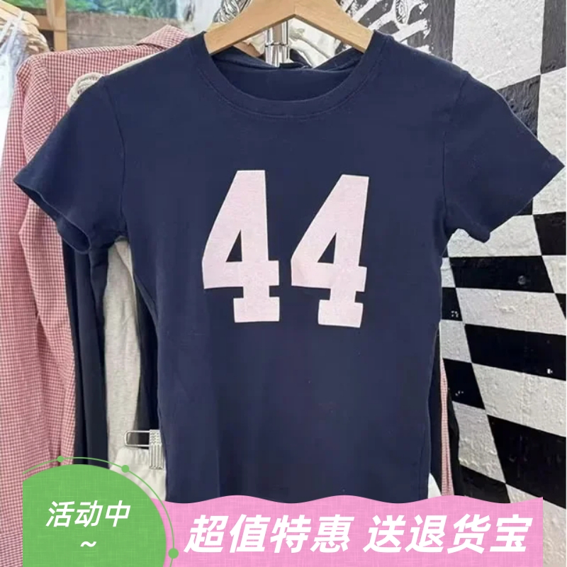 显瘦百搭44印花圆领短袖T恤