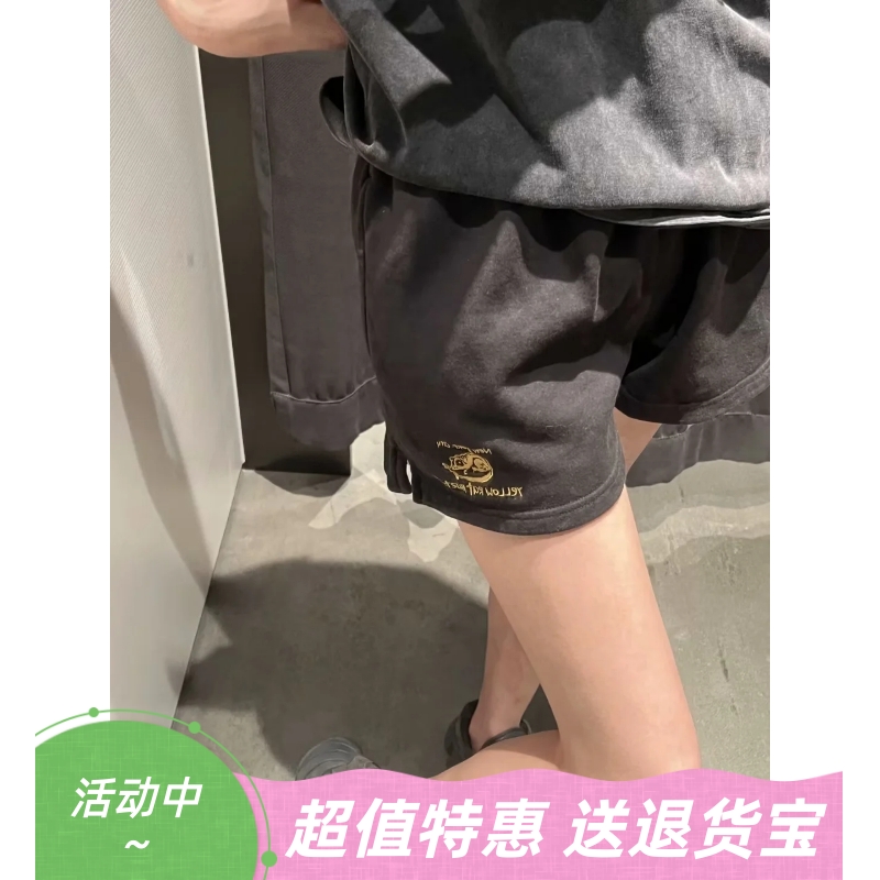 美式复古图案字母休闲裤短裤