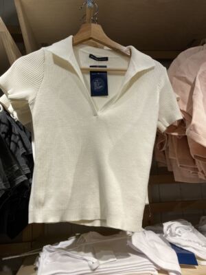 Brandy Girl官网翻领针织上衣女bm复古v领百搭打底短袖t恤女潮