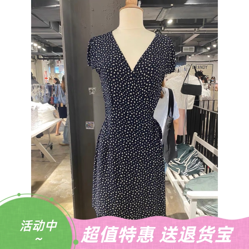 Brandy Girl 欧阳娜娜同款连衣裙bm碎花裹身裙性感系带V领长裙