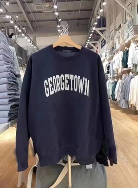 Brandy Girl美式复古GEORGETOWN字母宽松圆领套头卫衣bm外套女