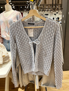 Brandy Girl宋祖儿同款针织开衫 bm系带孔眼防晒v领长袖外套女